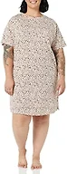 Amazon Essentials Women's Cotton Modal Knit Jersey Sleep Tee Nightdress, Ivory Leopard, Medium