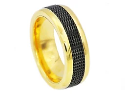 Blackjack Jewelry S-BJR59G-9 9 Gold Stainless Steel Mesh Inlay Ring Gold