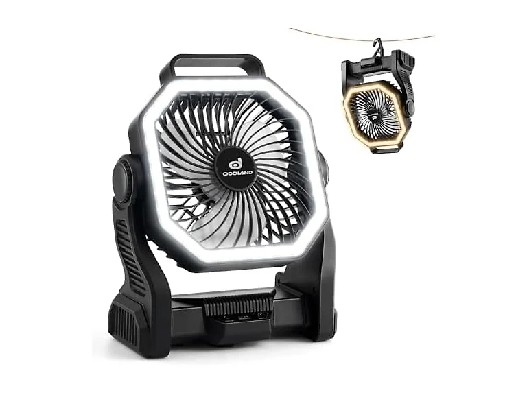 Odoland Black Rechargeable Camping Fan