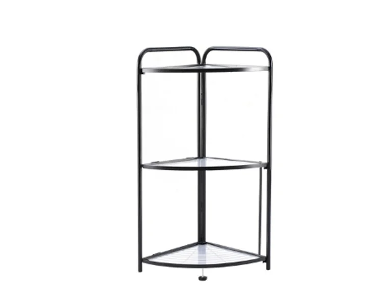 J&V Textiles 7054-BK 3-Tier Foldable Corner Shelf