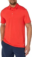 Amazon Essentials Men's Tech Stretch Short Sleeve Moisture Wicking Polo Shirt, Red, Large
