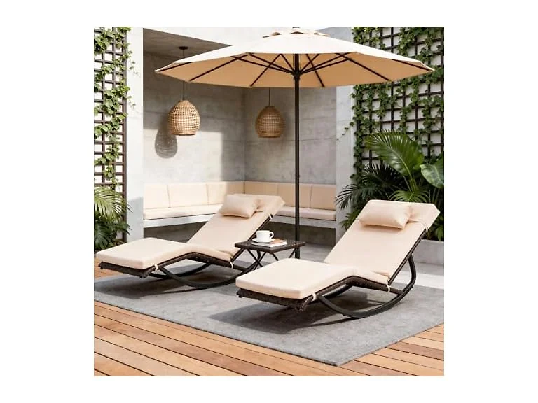 zzwhom Outdoor Lounge Chair Set of 3