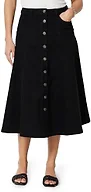 Amazon Essentials Women's A-Line High-Rise Denim Button-Down Midi Skirt, Black, 8