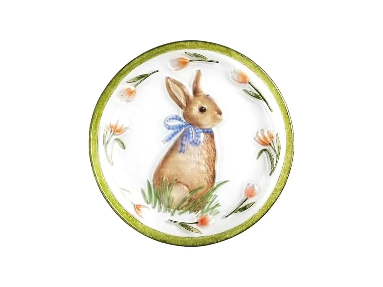 Mud Pie Easter Bunny Glass Platter