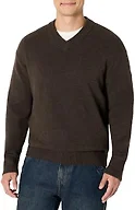 Amazon Essentials Men's Regular-Fit Cotton Blend V-Neck Sweater, Chocolate Heather, XX-Large