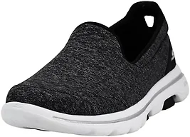 Skechers Women's GO WALK 5 - HONOR Shoe, Black/White, 5.5 M US