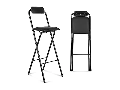 Folding Padded Bar Stool With Backrest