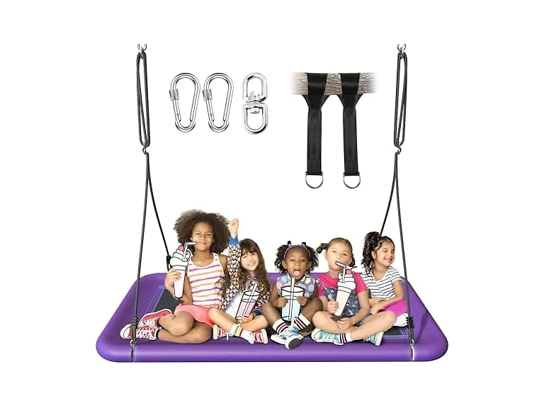 Everyfun Tree Swing for Kids and Adults, 60" Waterproof Purple