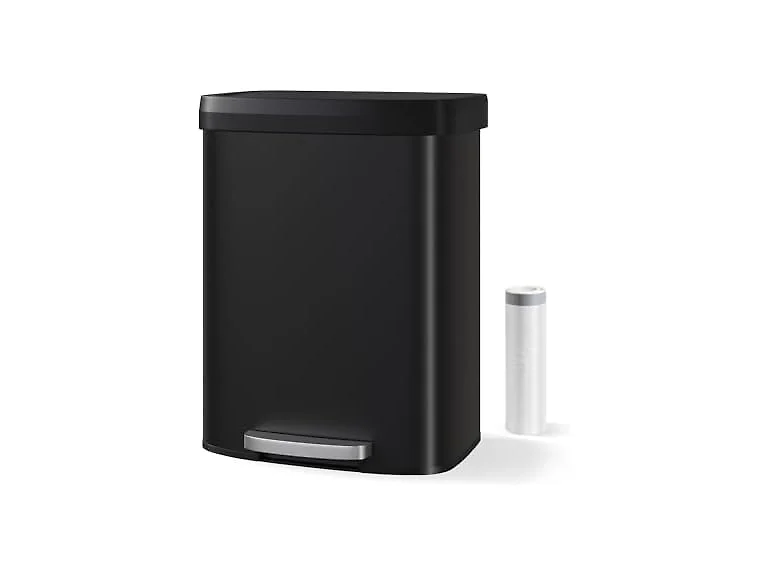 16 Gal/60L Stainless Steel Trash Can with Soft-Close Plastic Lid
