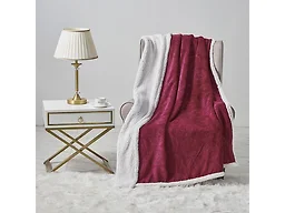 Luxury Home CAESAR SHERPA-THROW-BURGUNDY Caesar E