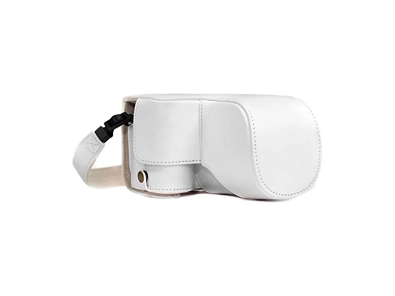MegaGear Ever Ready Leather Camera Case and Strap (White)