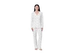 Amazon Essentials x Sofia Grainge Women's Stretch Modal Long-Sleeve Button-Front Top and Full-Length Bottom Pajama Set, Ivory Fruits, X-Large