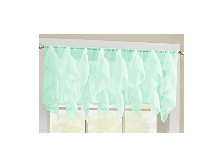 Vertical Ruffled Kitchen Curtain - Mint