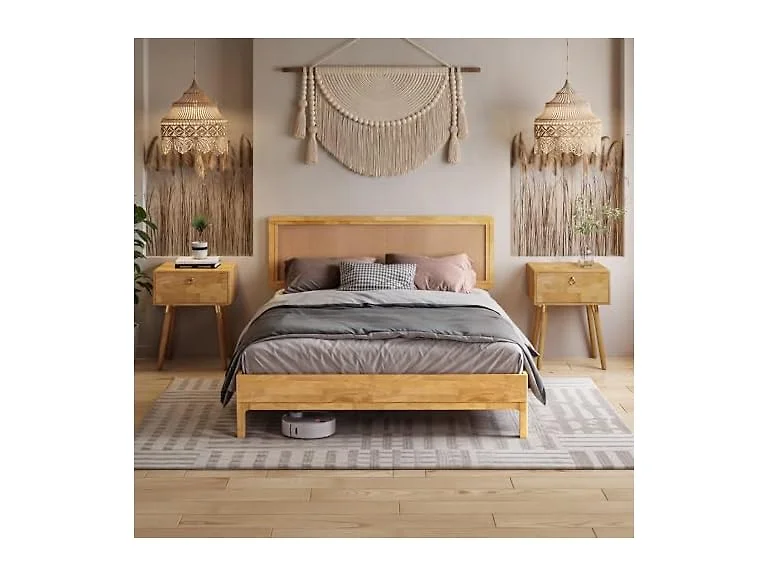 Bme Nipe Queen Boho Bed Natural