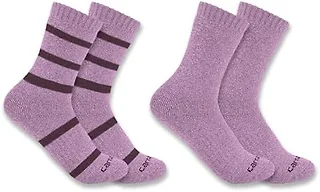 Carhartt Women's Heavyweight Crew Sock 2 Pack, Assorted 04 Purple, Small