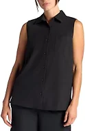 Gaiam Women’s On The Move Woven Tank Top, Standard Fit, Stretch Lightweight Material, Curved Hem, Black (Tap Shoe), Large