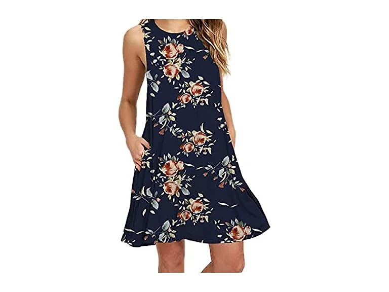 Yming Women (L) Cover Up Dresses Sleeveless Dress