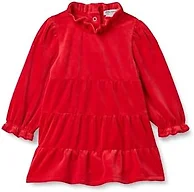 Amazon Essentials x Sofia Grainge Baby Girls' Long Sleeve Velour Corduroy Tiered Dress, Red, 24 Months
