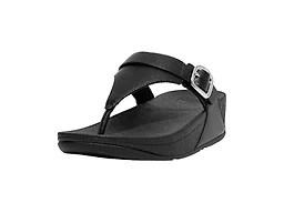 Fit Flop ES8-090 9.5 Fit Flop Lulu Leather Toe-Post Adjustable Women's Shoes All Black