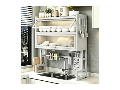White Over The Sink Dish Drying Rack 34.46"
