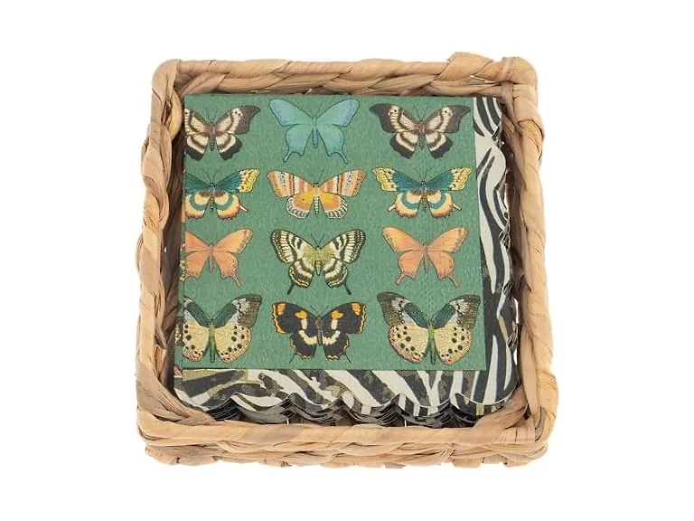 Karma, Woven Cocktail Napkin Holder Butterflies