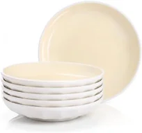 QUANSHANGJU Set of 6 Dinner Plates 8 Inch, Yellow Porcelain Plates, Microwave Oven Dishwasher Safe Scratch Resistant (Yellow, 8 inch)