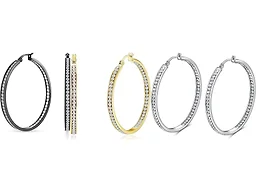 Saffron LGR-64-001-002-003E Set Of 3 Womens 40mm Hoop Earr