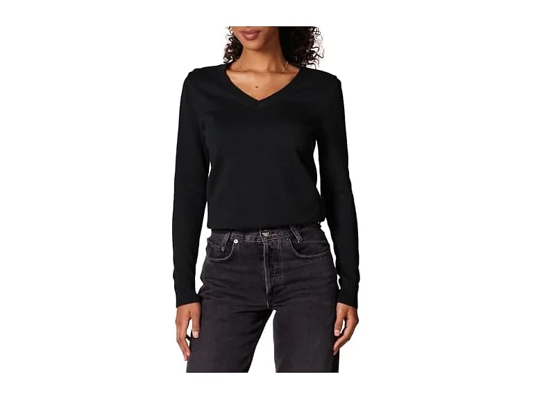 Amazon Essentials Women 100% Cotton V-neck Sweater