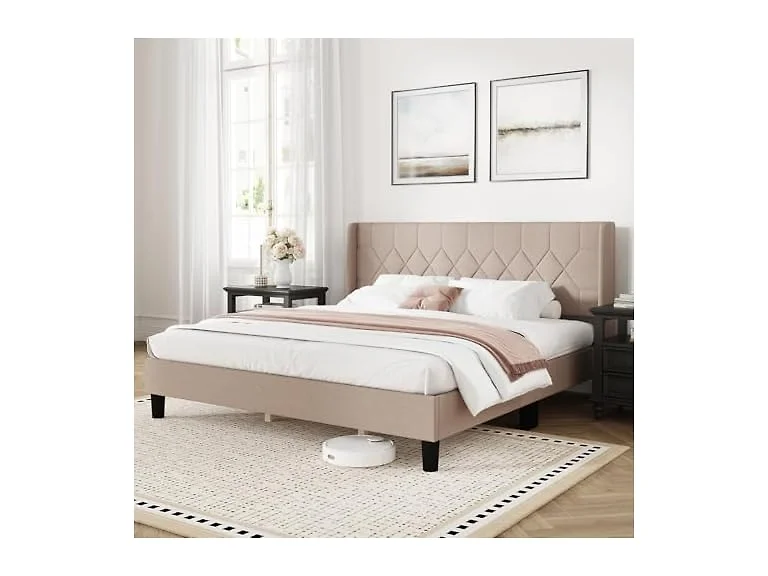 Novilla King Bed Frame Linen Headboard