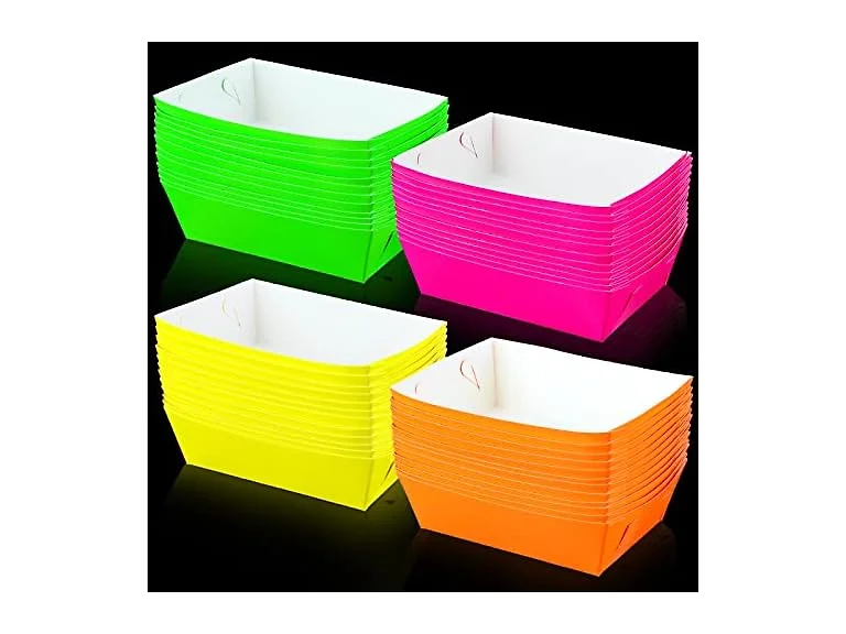 48 PC Neon Glow Party Paper Food Trays