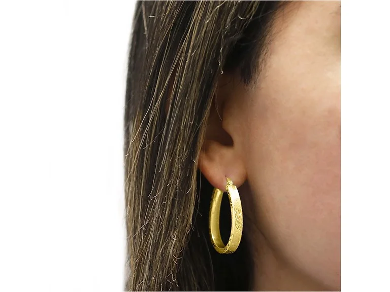 Yeidid Italian Diamond Cut Oval Hoops
