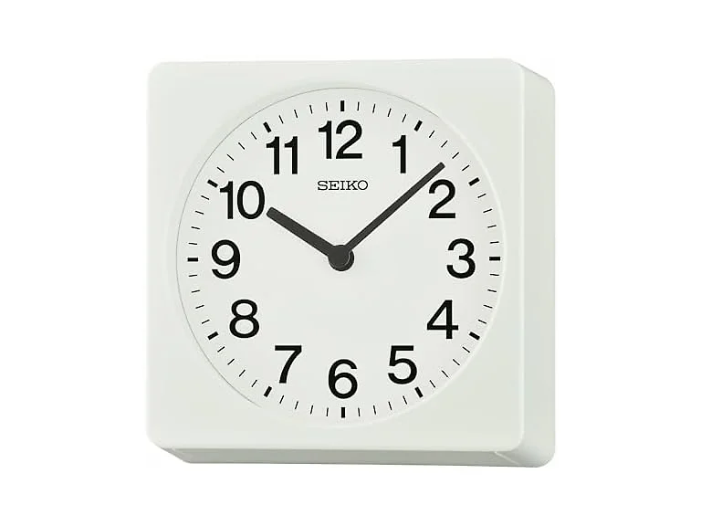 SEIKO QXA860WLH Square Non Ticking Wall Clock, White, 7.7 Inches