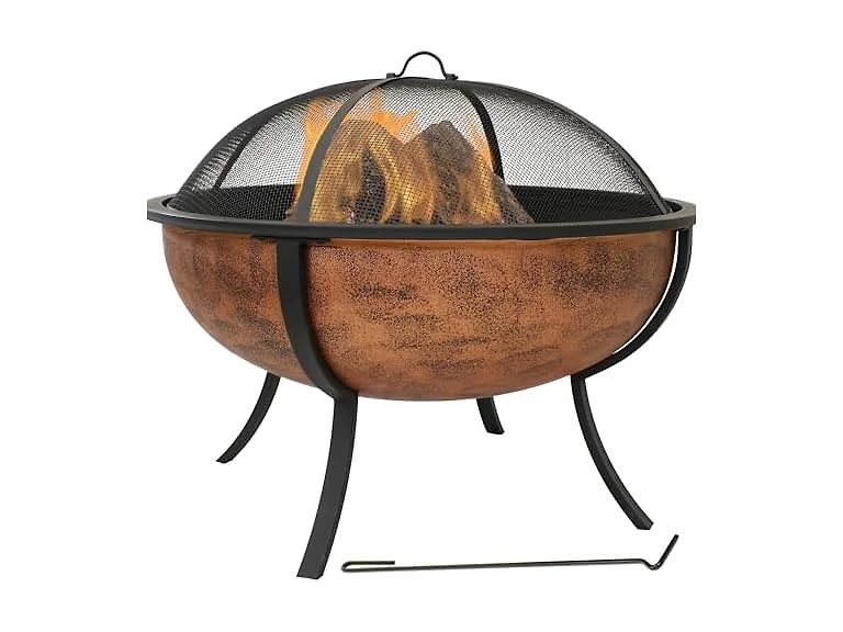 Sunnydaze Round Steel Outdoor Wood-Burning Fire Pit, 32", Copper