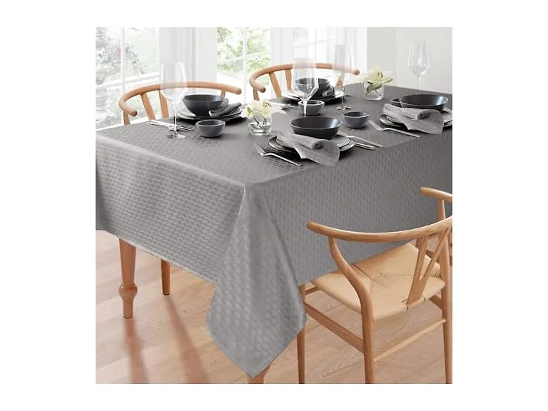 Lenox Olivia Tablecloth, Grey - 60" W x 120" L