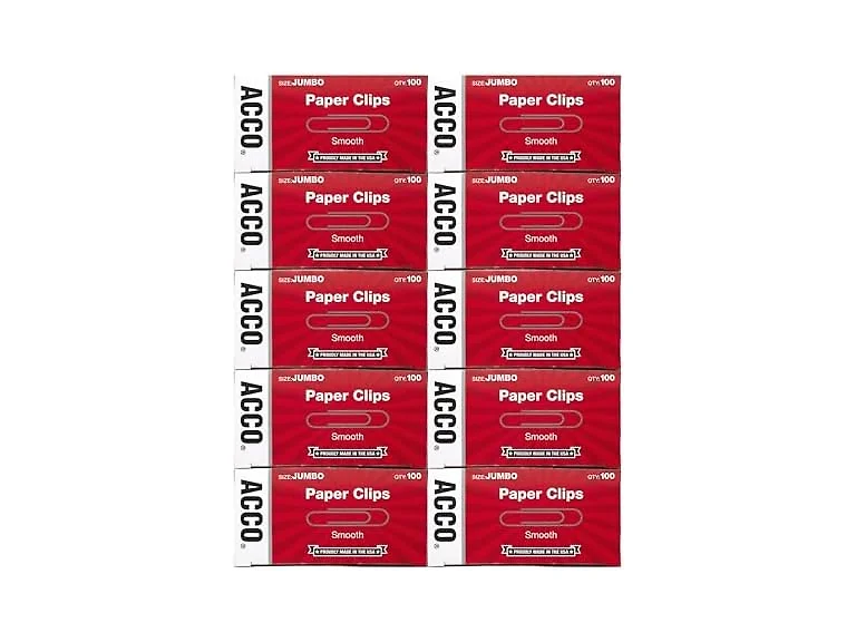 ACCO Brands Paper Clips, Jumbo, Smooth, Economy, 10 Box