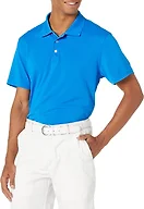 Amazon Essentials Men's Moisture Wicking Golf Polo Shirt, Short Sleeve, Slim-Fit, Quick-Dry, Active Wear, Electric Blue, Large