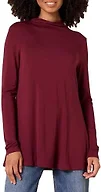 Amazon Essentials Women's Jersey Long-Sleeve Mock Neck Swing Tunic, Dark Burgundy, XX-Large
