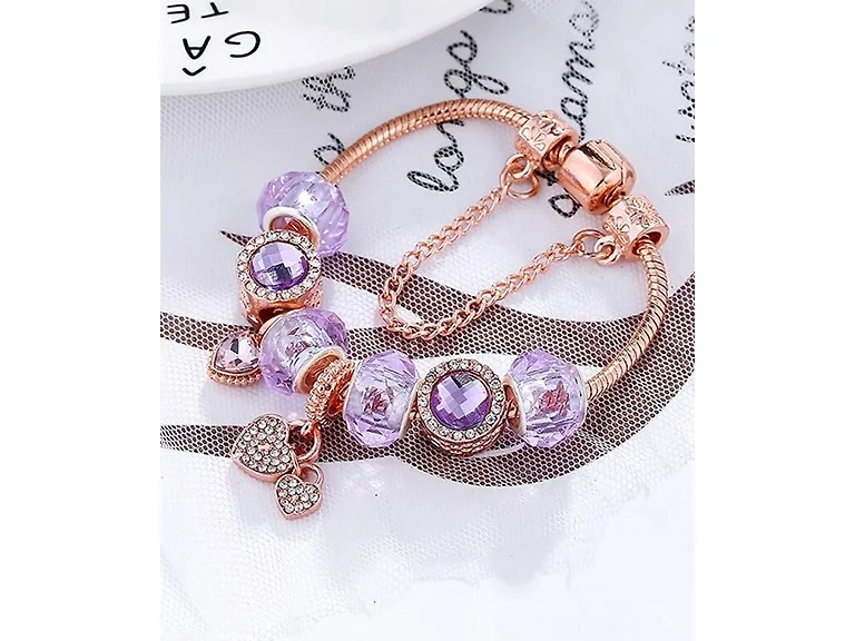 Yeidid Rose Gold Crystal Charm Bracelet