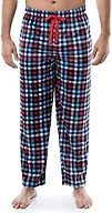 IZOD Men's Lite Touch Fleece Sleep Pajama Pant, Navy/Red Check, XX-Large