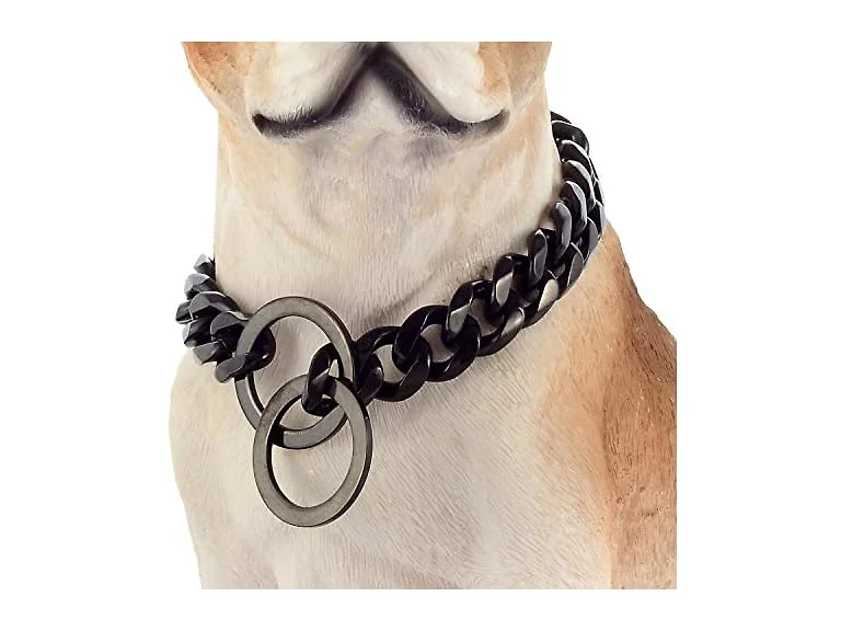 Dog Chain Collar Black Color High Polished S