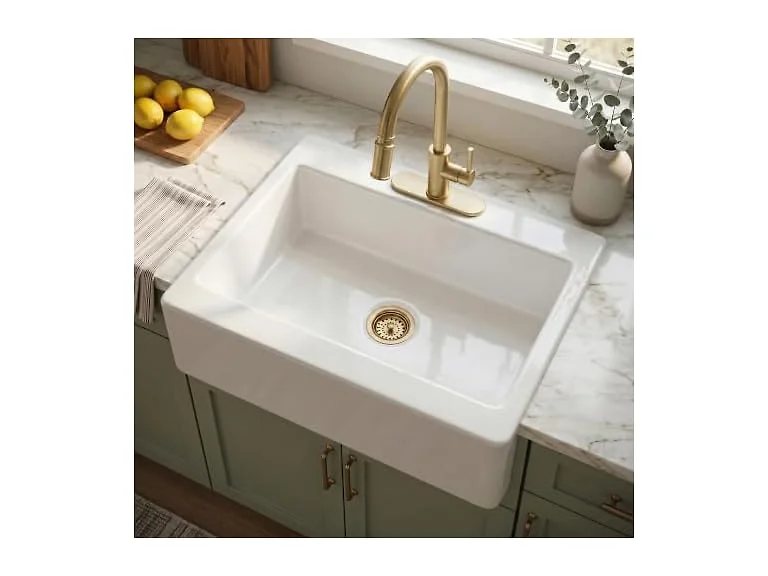 Sinkology Parker 34 in White Fireclay Farmhouse Sink