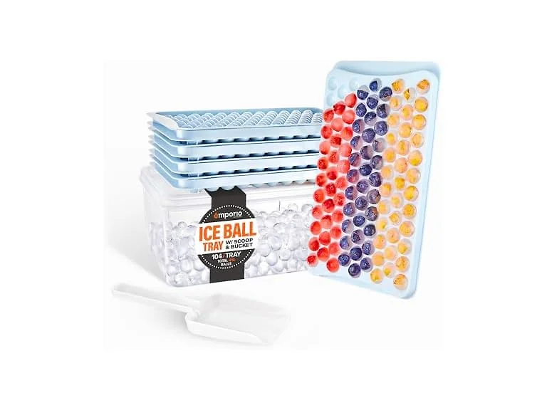 Round Ice Cube Tray with Lid and Bin
