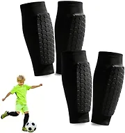 2 Pairs Shin Guards Soccer Kids,Soccer Shin Guards Youth for Boys Girls Protective Gear,Calf Compression Sleeve with Honeycomb Pads for Pickleball Football Ski MTB