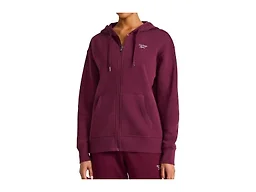 Reebok Women’s Rhinestone Full-Zip Hoodie, Standard Fit, Midweight Cotton-Poly Fabric, Black Cherry, X-Large