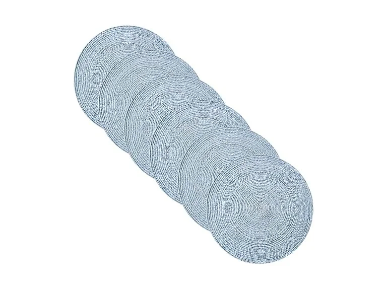 Round Placemats Set of 6-100% Cotton Two-Tone 
