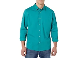 Amazon Essentials Men's Long-Sleeve Regular-Fit Stretch Poplin Shirt Shirt, -Teal, Small