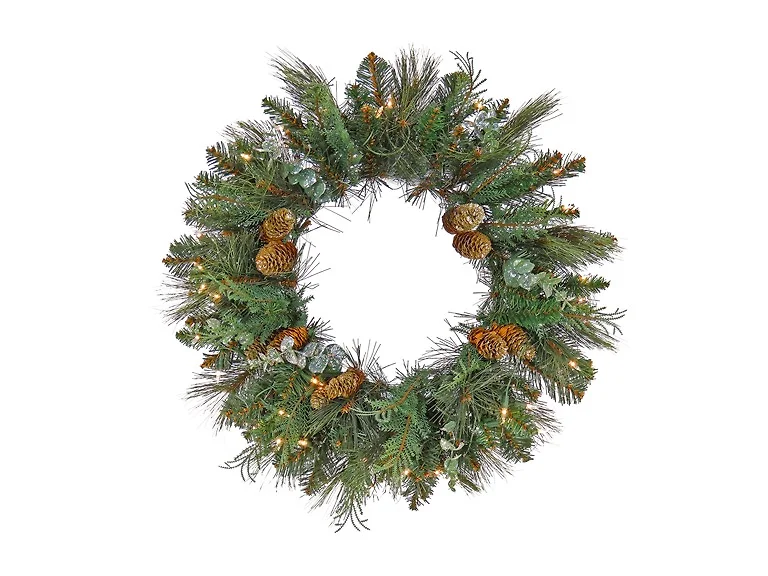 National Tree Company 24 in. Pre-Lit North Conway Wreath