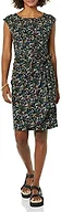 Amazon Essentials Women's Cap Sleeve Bateau Neck Wrap Dress, Black, Ditsy Floral, XSmall