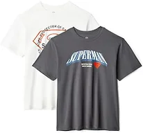 Amazon Essentials Warner Brothers Men's Cotton Regular-Fit Short-Sleeve Crewneck T-Shirt, Pack of 3, Superman Protector, X-Small