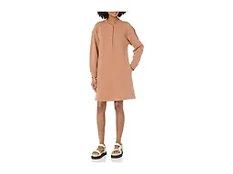 Amazon Essentials Women's Long Sleeve Sweatshirt Dress, Light Brown, Small